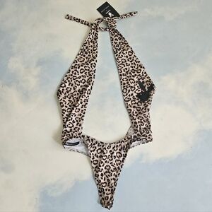 Sexy one piece Swimsuit Cheetah Print Swim Playboy Leopard Swimsuit Brazillian